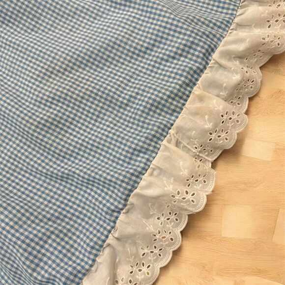 Vintage Blue Checkered Gingham Button Babydoll Dress 12 Cottage Dorothy - Picture 2 of 7